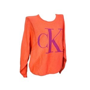 Bright Orange Calvin Klein Crewneck Sweater/Jumper (large) cardigan, pullover